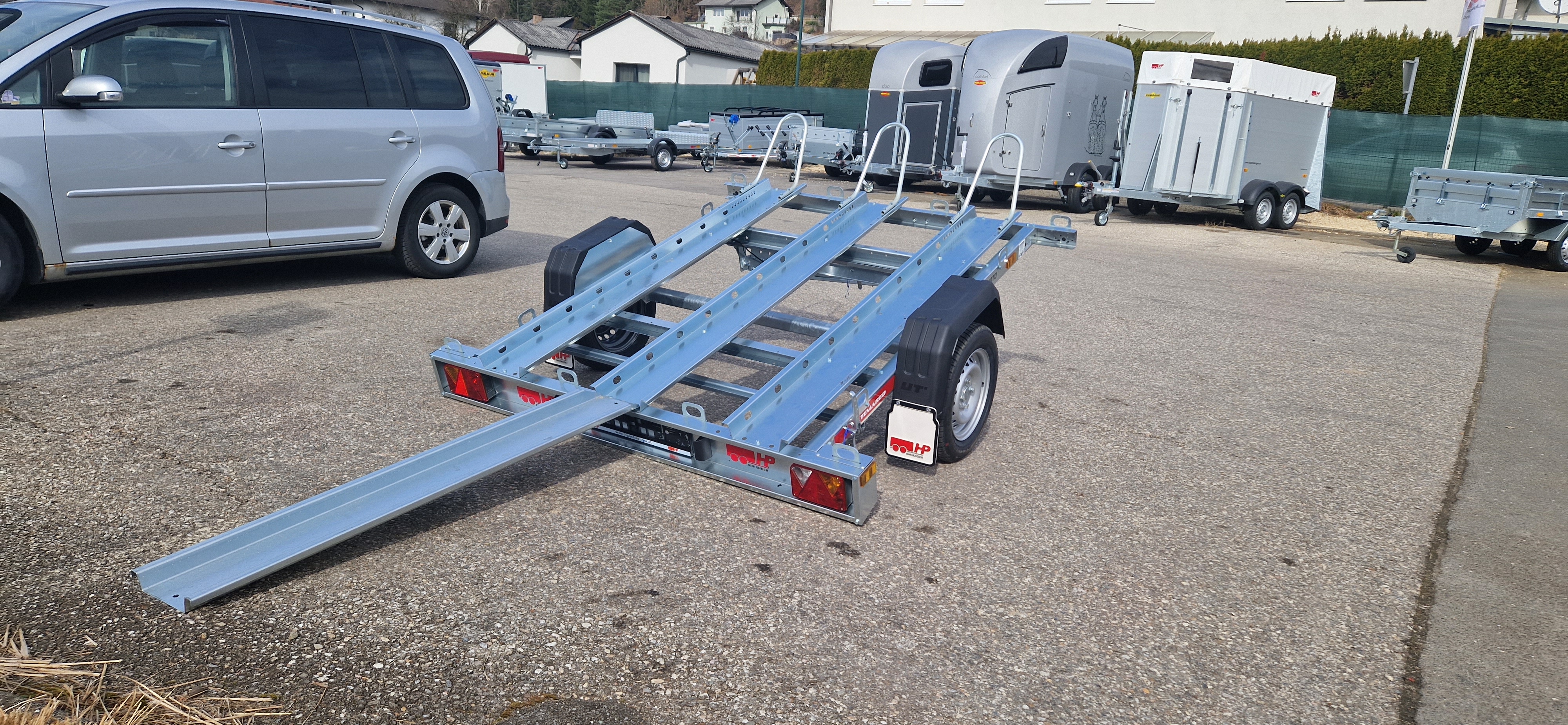 Motorradanhänger, Autoanhänger, PKW-Anhänger HP M750-K kippbar für 3 Motorräder